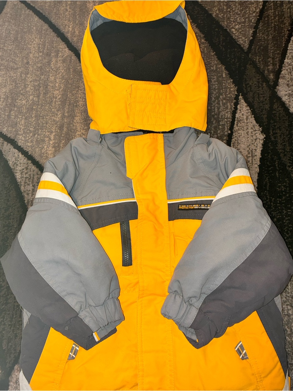 Kids Yellow & Gray Puffer Jacket with Hood